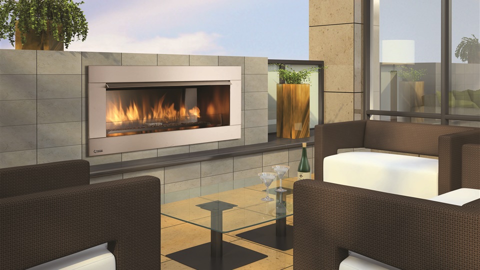 The Regency HZO42 Gas Outdoor Fireplace adds luxury to any outdoor area.